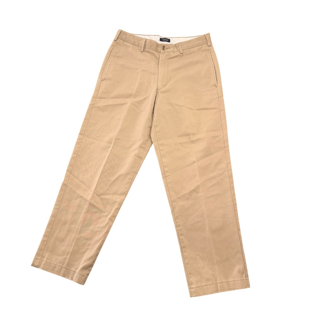 Lands End Mens Traditional Fit Chino Pants Tan Khaki Straight Leg Size 31